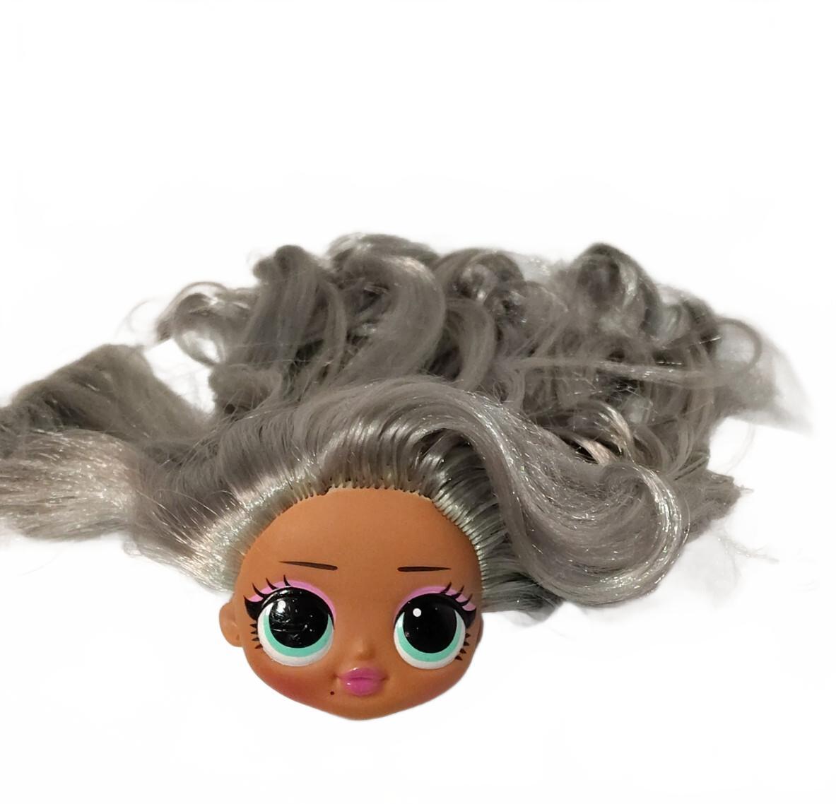 MGA Lol Surprise Re-rooted Custom Doll Head Beautiful Silver/Gray Curly