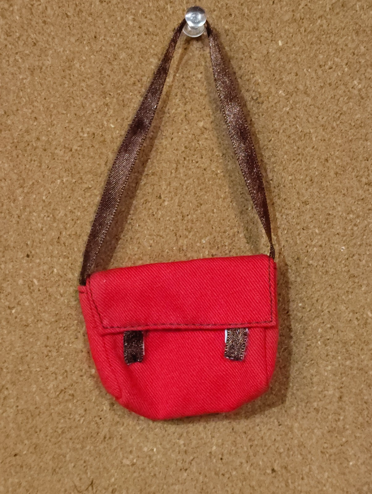 Vintage Barbie Doll Size Red Canvas Purse/Sachel