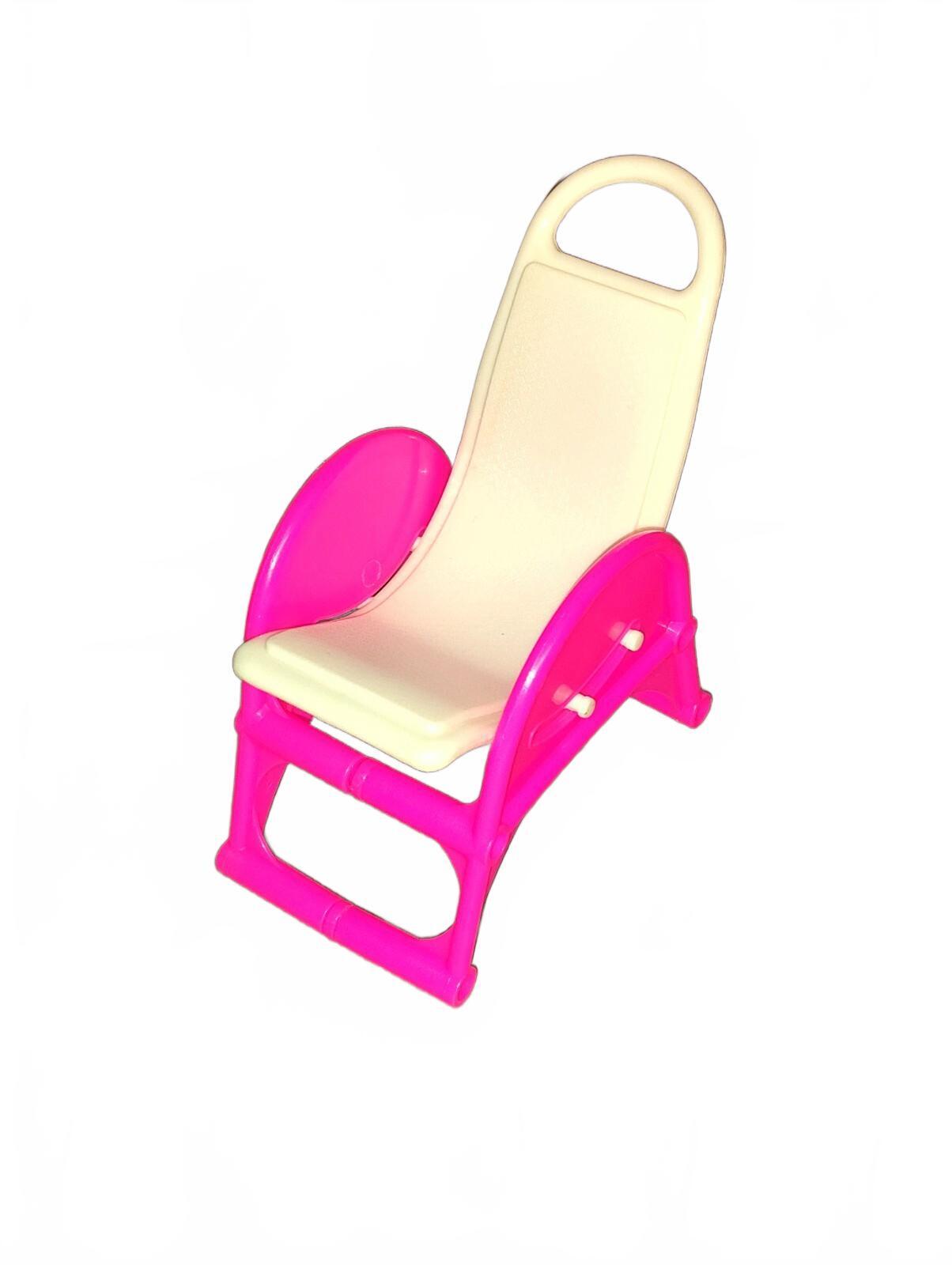 Vintage 1990s BARBIE Beauty Salon Pink And White Reclining Doll Chair
